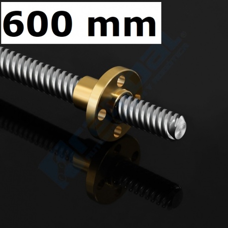Husillo Tornillo Hilo Trapezoidal Cuadrado T8 CNC 600mm Nut Set