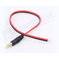 Conector DC Plug Pigtail Macho, para 12VDC, cables de cobre completo