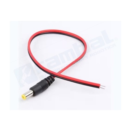 Conector DC Plug Pigtail Macho, para 12VDC, cables de cobre completo