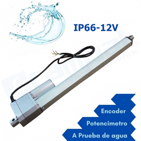 Actuador Lineal 14POT + Feedback Potenciómetro 70Kg IP66 12V
