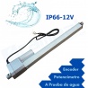 Actuador Lineal 14POT + Feedback Potenciómetro 70Kg IP66 12V