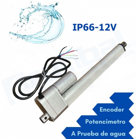 Actuador Lineal 08POT + Feedback Potenciómetro 70Kg IP66 12V