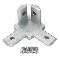 Angulo Conector Triple de Metal para Perfiles 20×20