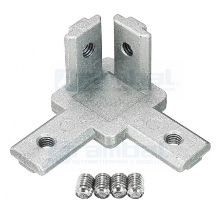 Angulo Conector Triple de Metal para Perfiles 20×20
