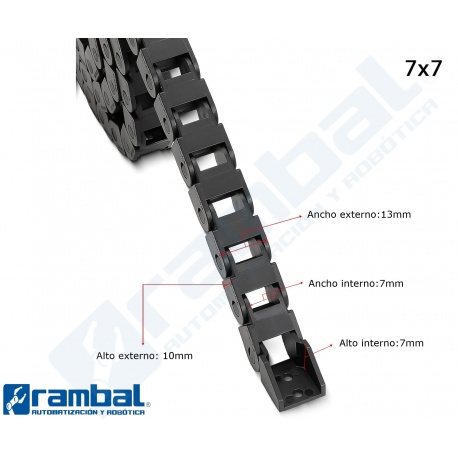Drag Chain Cadena 7x7mm Flexible Porta Cables CNC