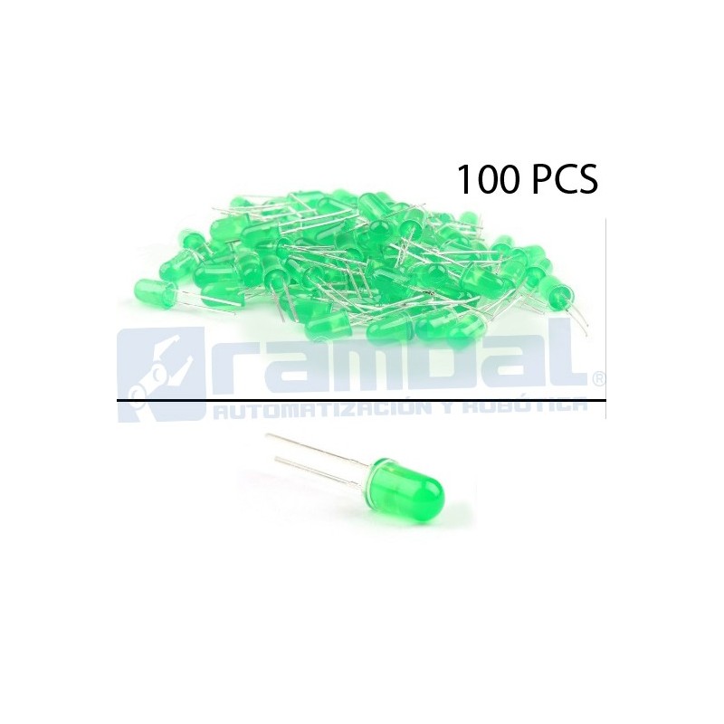 LED Basico Verde - 5mm - 100pcs