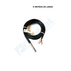 Sonda Temp. Acero Inox DS18B20 5 Metros de largo