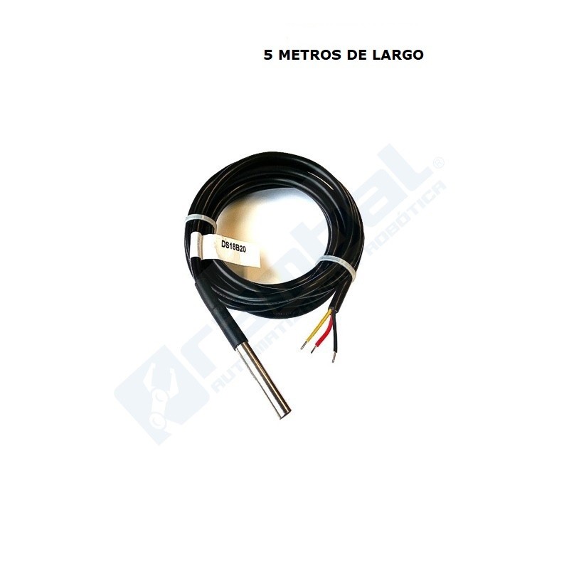 Sonda Temp. Acero Inox DS18B20 5 Metros de largo