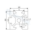 Riel Lineal-Perfil 2020 T-Slot 500MM