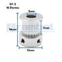 Polea dentada GT2 16 Dientes-5mm-Correa 10mm