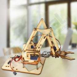 Kit Brazo Robótico Madera 4 DOF (MG90S) (4 DOF Wooden Robotic Arm Kit)