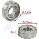 608ZZ, Rodamiento de bolas (8 x 22 x 7mm)