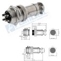 Enchufe 4-Pin 16mm GX16-4 Metal Macho y Hembra.
