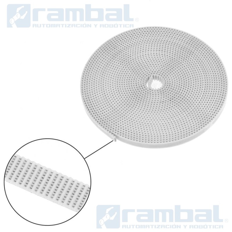 Correa dentada de Distribucion Abierta GT2 de 10 mm, 5 mtrs.
