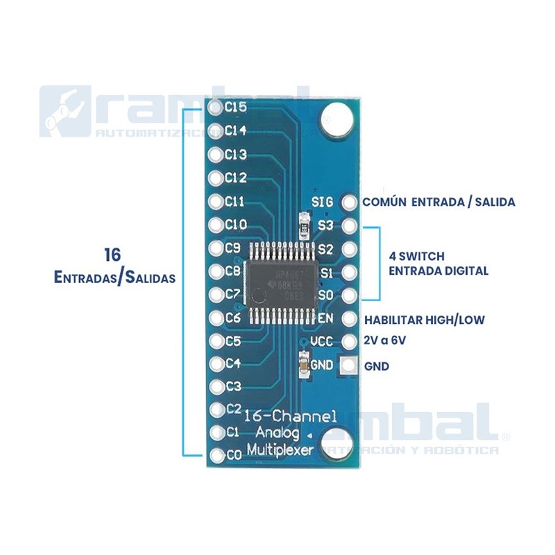 Modulo Multiplexor Digital/Analogico de 16 canales CD74HC4067