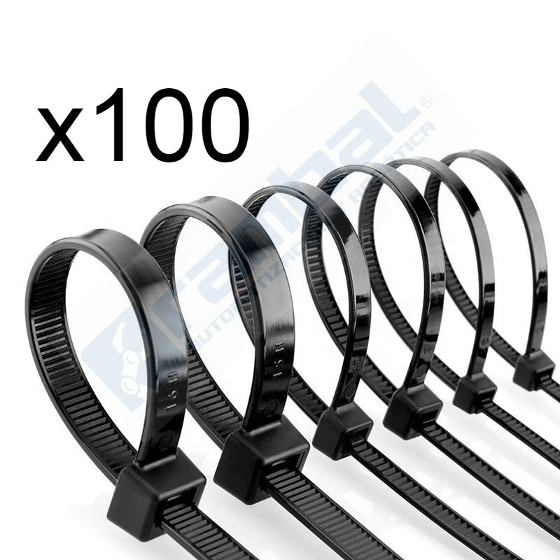 Pack 100 ud. Brida negra de nylon 8x500 mm