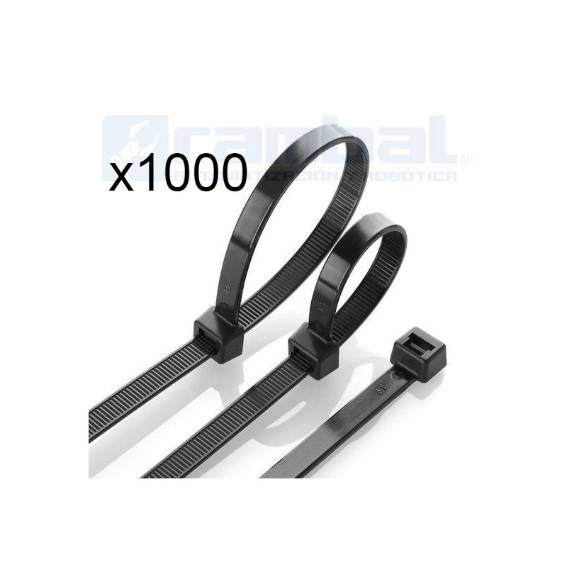 Pack 1000 ud. Brida negra de nylon 3x100 mm
