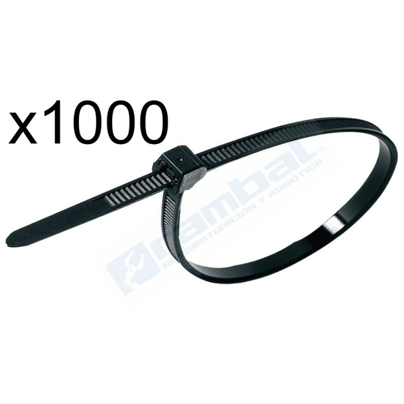Pack 1000 ud. Brida negra de nylon 3x150 mm