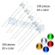 Pack 100 Diodos led 5mm transparentes de 5 colores, 20 Pcs cada color.