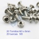 Pack 20 tornillos con tuerca M3 x 6mm cabeza brida de tipo Philips.