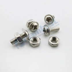 Pack 20 tornillos con tuerca M3 x 6mm cabeza brida de tipo Philips.