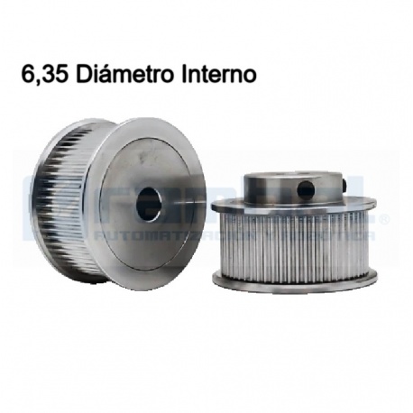 Polea Dentada GT2 60 Dientes Ancho 10mm- 6,35mm Diámetro Int.