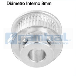 Polea Dentada GT2 30 Dientes Ancho 6mm- 8mm Diámetro Int.