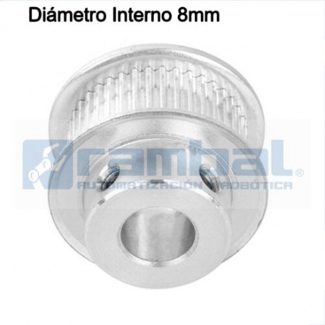 Polea Dentada GT2 30 Dientes Ancho 6mm- 8mm Diámetro Int.