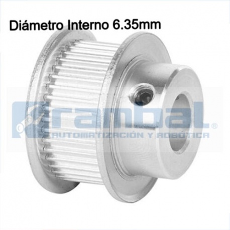 Polea Dentada GT2 30 Dientes Ancho 10mm- 6.35mm Diámetro Int.