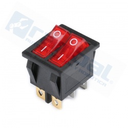 Interruptor doble tipo Rocker KCD3 15A/250V Rojo