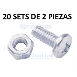 Set 20 Tornillos con Tuerca M3x6mm acero inoxidable